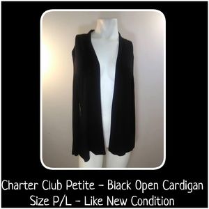 Charter Club Black Open Cardigan Petite Large